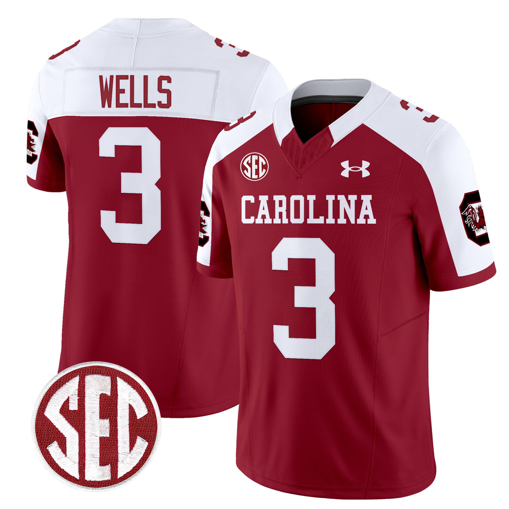 Men South Carolina Gamecocks #3 Wells Red 1980 Throwback Vapor Limited 2024 NCAA Jersey style 1